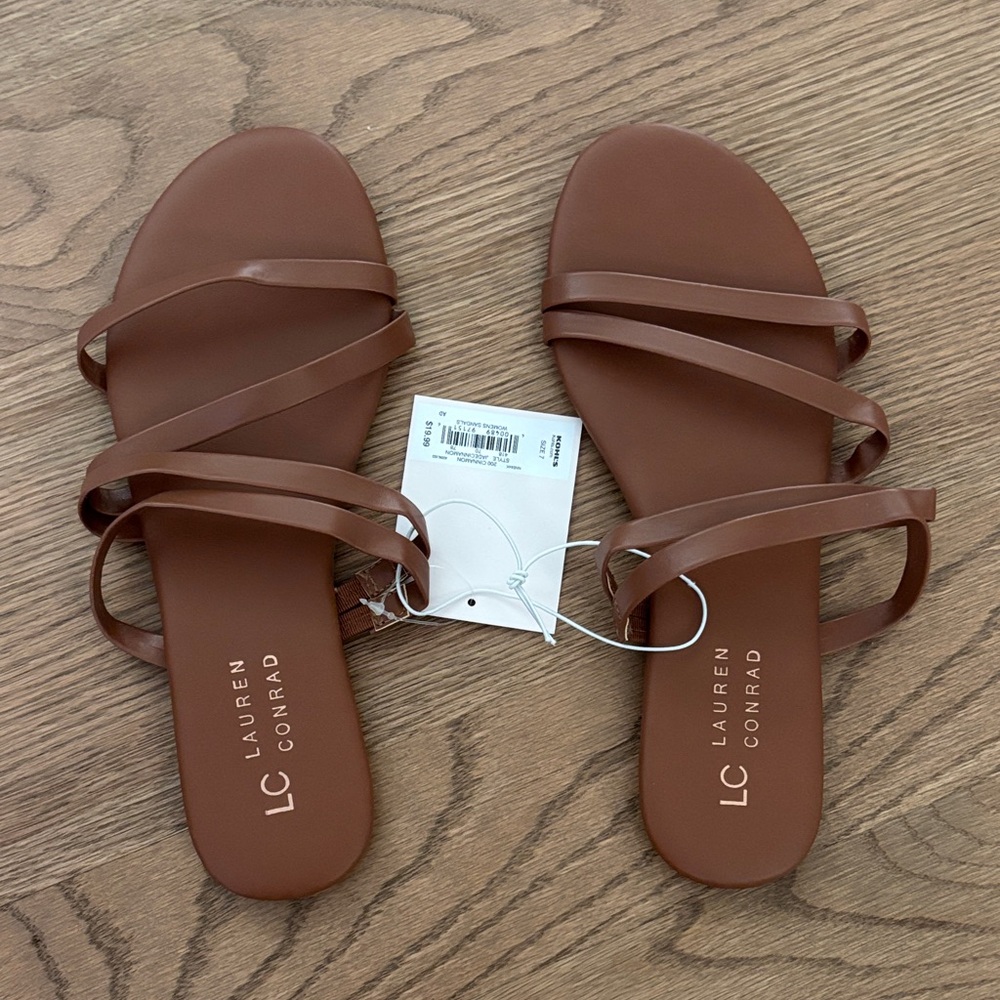 LC Lauren Conrad Women's Tan Strappy Sandals